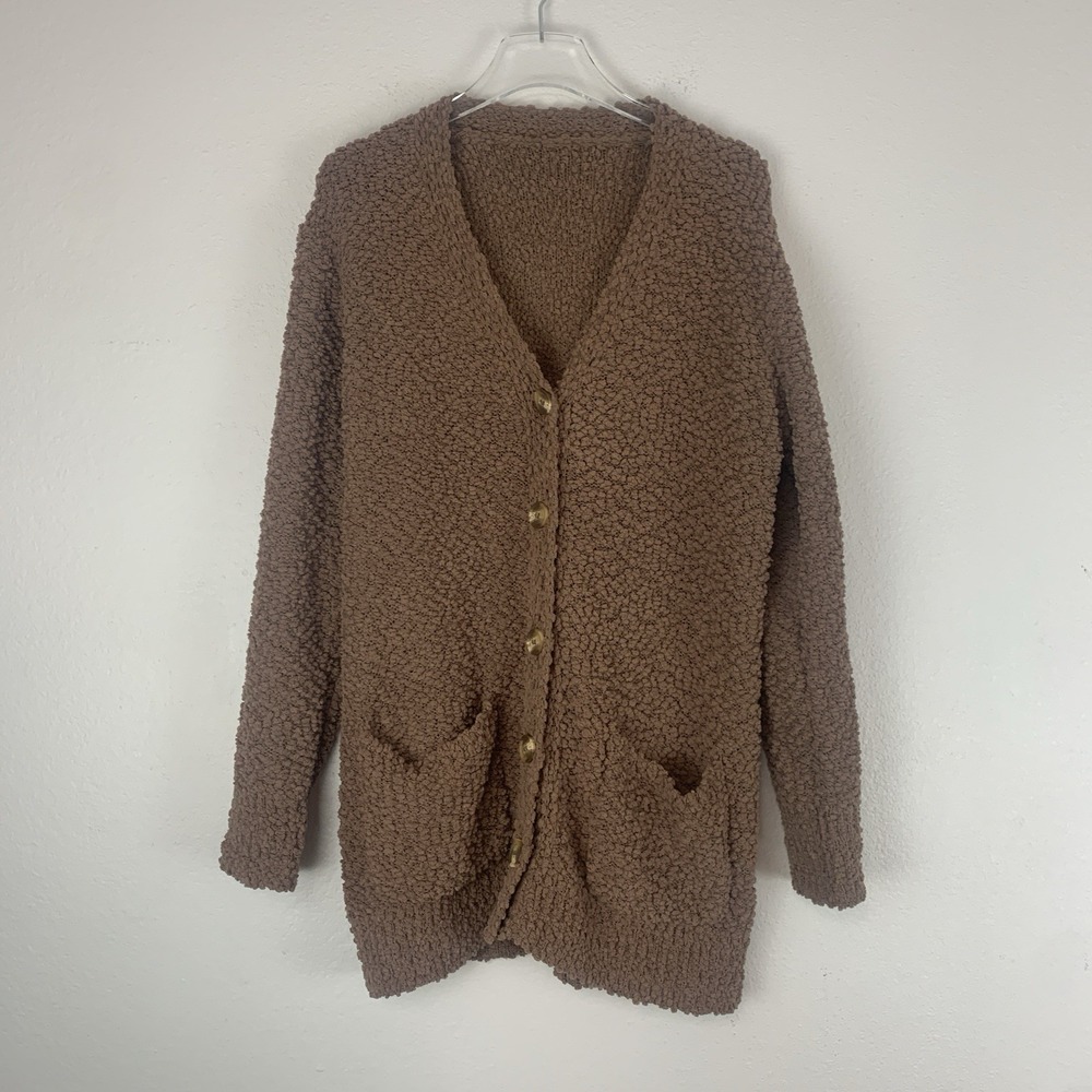 Womens Cardigan Sweater Size Large Boho Hippie Goblincore Brown Earthy Textured